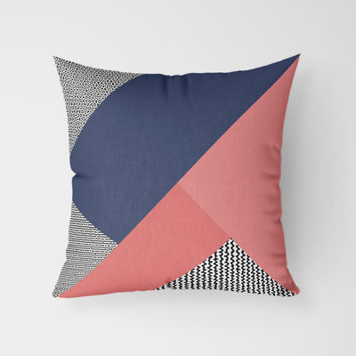 Modern Block Pink Blue Water Resistant Garden Outdoor Cushion - Handmade Homeware, Made in Britain - Windsor and White