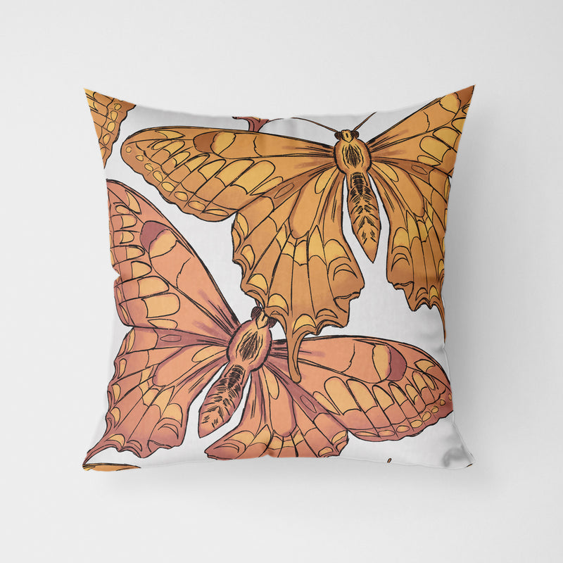 Yellow Butterflies Water Resistant Garden Outdoor Cushion - Handmade Homeware, Made in Britain - Windsor and White