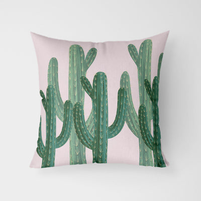 Cactus Desert Print Pink Water Resistant Garden Outdoor Cushion - Handmade Homeware, Made in Britain - Windsor and White