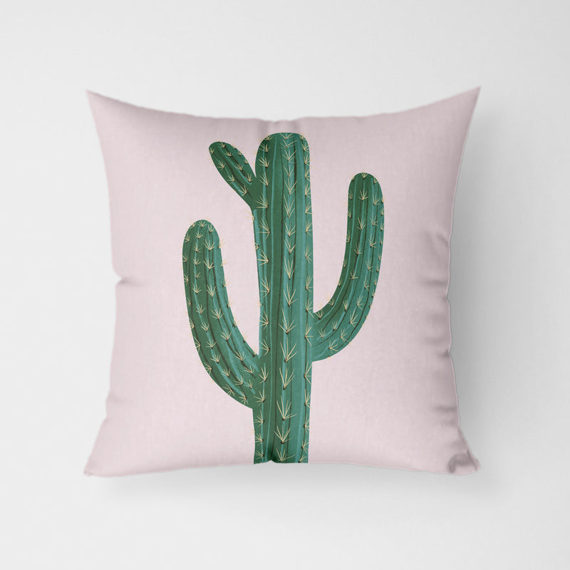 Cactus Print Pink Water Resistant Garden Outdoor Cushion - Handmade Homeware, Made in Britain - Windsor and White