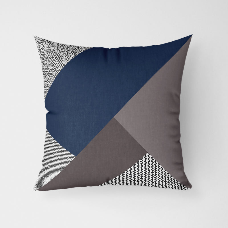 Modern Block Blue Grey Water Resistant Garden Outdoor Cushion - Handmade Homeware, Made in Britain - Windsor and White