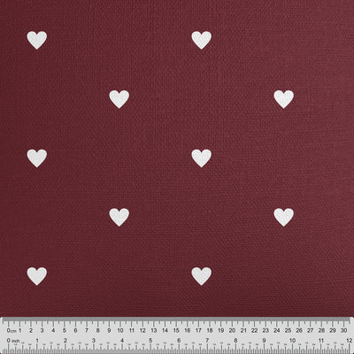 Maroon Polka Dot Hearts Cushion - Handmade Homeware, Made in Britain - Windsor and White