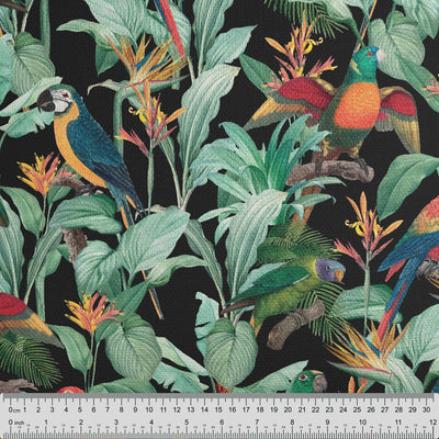 Tropical Birds Black Cushion - Handmade Homeware, Made in Britain - Windsor and White