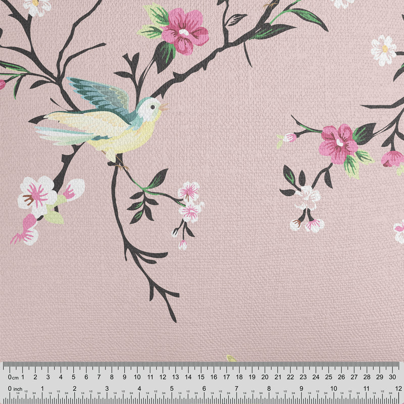 Blush Pink Chinoiserie Floral Fabric - Handmade Homeware, Made in Britain - Windsor and White