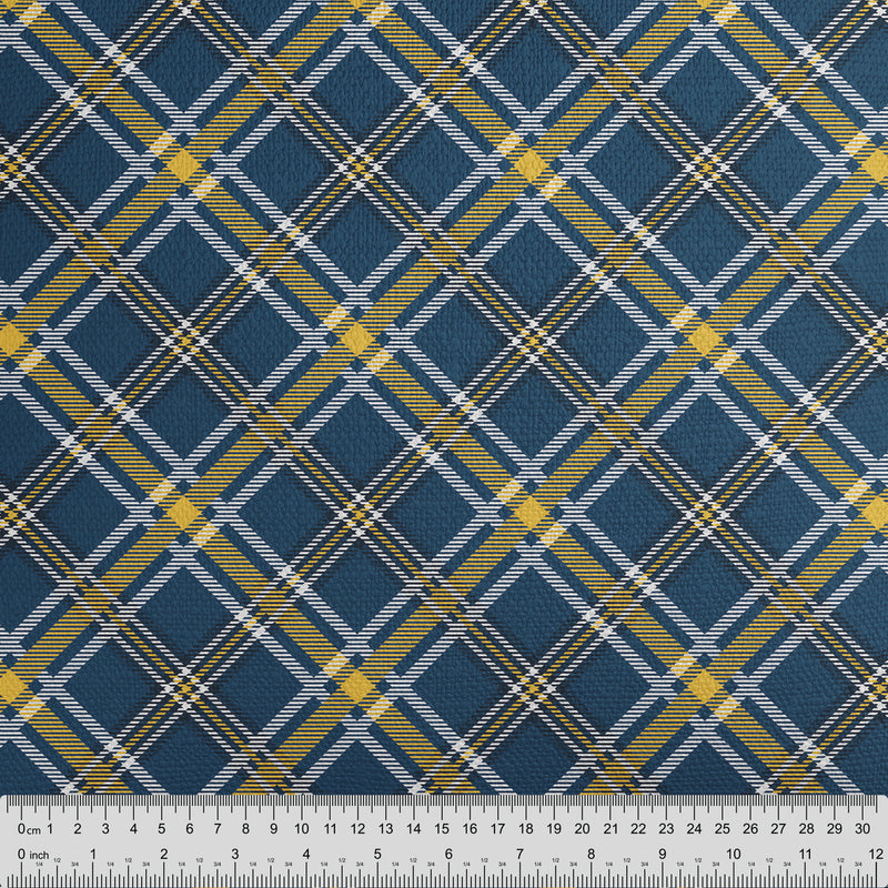 Blue Yellow Modern Tartan Cushion - Handmade Homeware, Made in Britain - Windsor and White