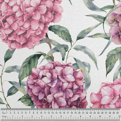 Pink Hydrangeas White Fabric - Handmade Homeware, Made in Britain - Windsor and White