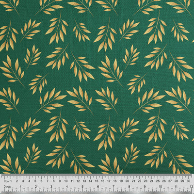 Dark Green Laurel Pattern Fabric - Handmade Homeware, Made in Britain - Windsor and White