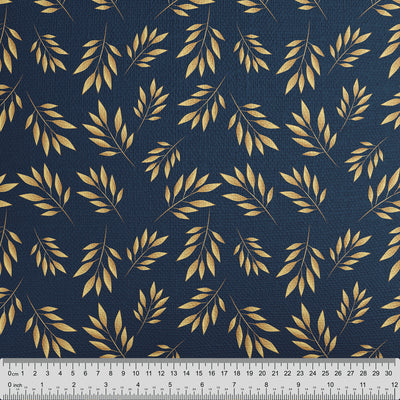 Navy Blue Laurel Pattern Fabric - Handmade Homeware, Made in Britain - Windsor and White