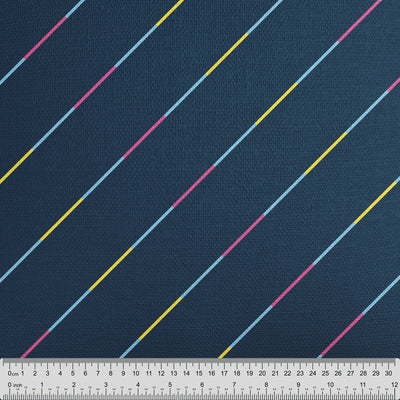 Multicolour Stripe Navy Blue Cushion - Handmade Homeware, Made in Britain - Windsor and White