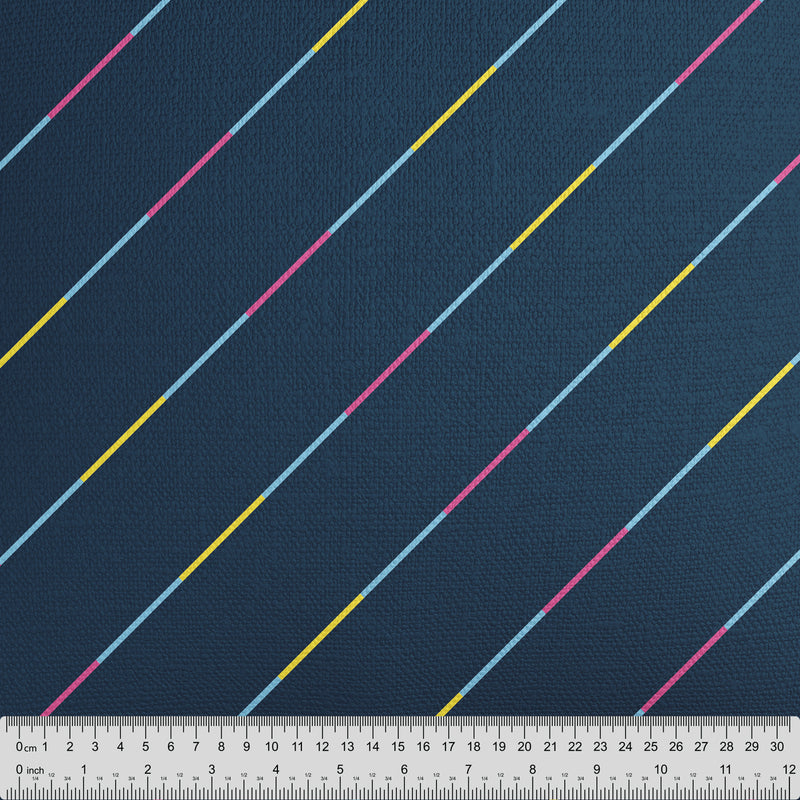 Multicolour Stripe Navy Blue Cushion - Handmade Homeware, Made in Britain - Windsor and White