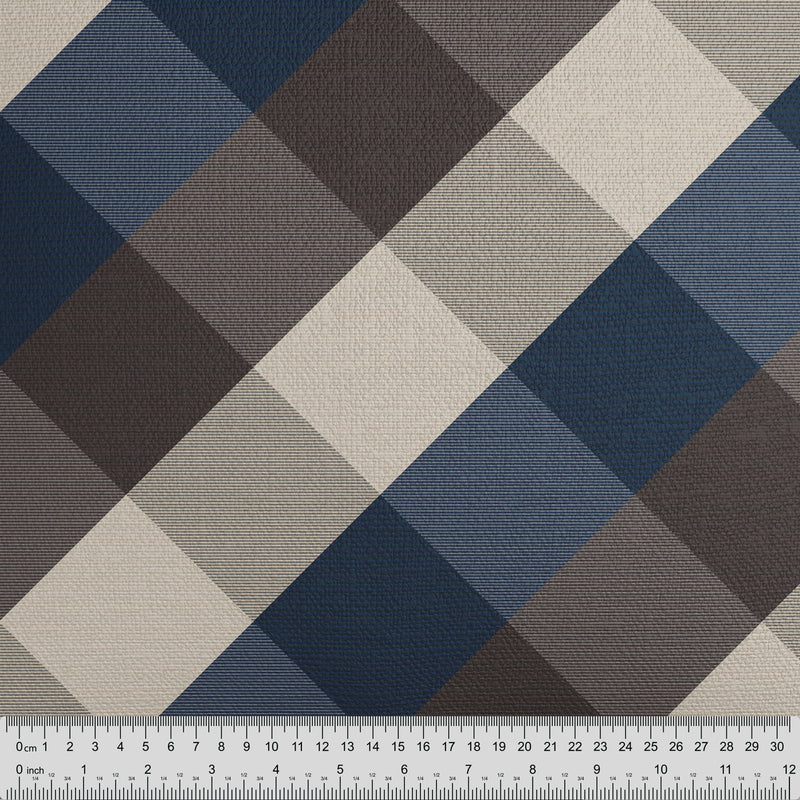 Modern Plaid Brown Navy - Handmade Homeware, Made in Britain - Windsor and White