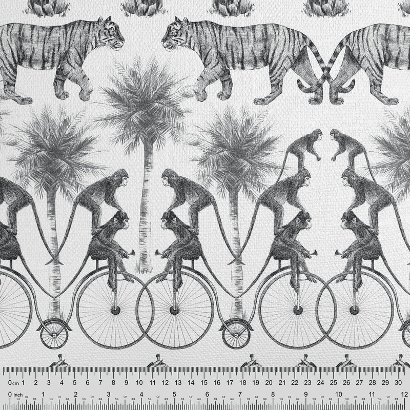 Monochrome Vintage Jungle Fabric - Handmade Homeware, Made in Britain - Windsor and White