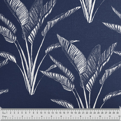 Navy Blue Plant Pattern Fabric - Handmade Homeware, Made in Britain - Windsor and White