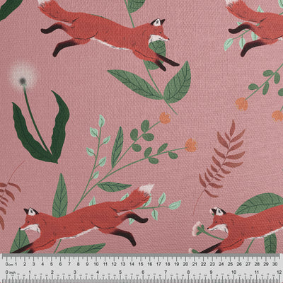 Foxes And Flora Pink Cushion - Handmade Homeware, Made in Britain - Windsor and White