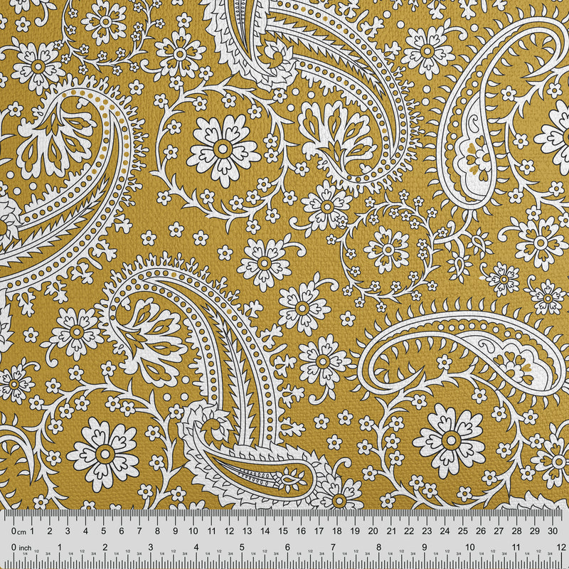 Saffron Gold Floral Paisley Fabric - Handmade Homeware, Made in Britain - Windsor and White