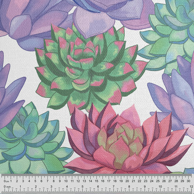 Painted Succulents White Fabric - Handmade Homeware, Made in Britain - Windsor and White