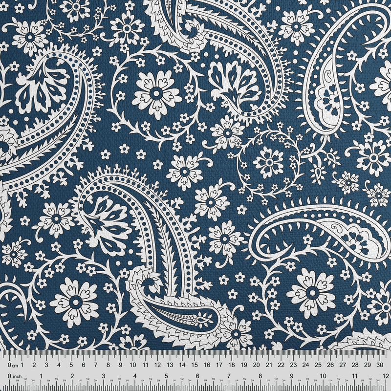 Prussian Blue Floral Paisley Cushion - Handmade Homeware, Made in Britain - Windsor and White