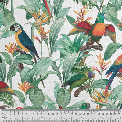 Tropical Birds White Cushion - Handmade Homeware, Made in Britain - Windsor and White