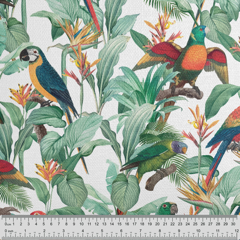 Tropical Birds White Cushion - Handmade Homeware, Made in Britain - Windsor and White