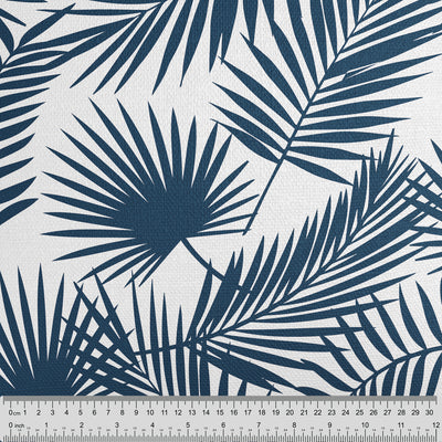 Palm Leaves Navy Blue Cushion - Handmade Homeware, Made in Britain - Windsor and White