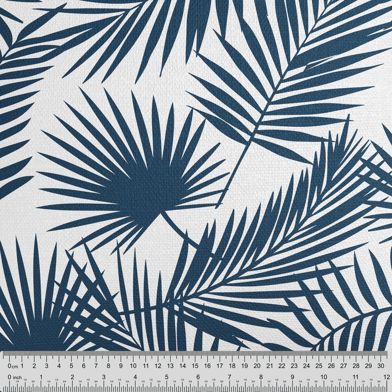 Palm Leaves Navy Blue Cushion - Handmade Homeware, Made in Britain - Windsor and White