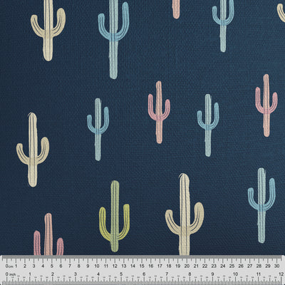 Navy Blue Cactus Pattern Fabric - Handmade Homeware, Made in Britain - Windsor and White