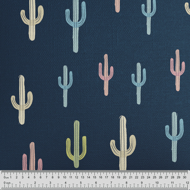 Navy Blue Cactus Pattern Fabric - Handmade Homeware, Made in Britain - Windsor and White