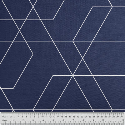 Navy Blue White Geometric Fabric - Handmade Homeware, Made in Britain - Windsor and White